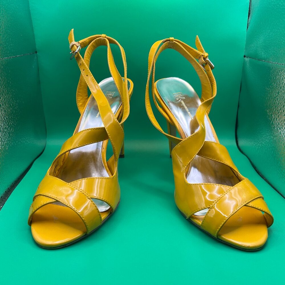 INC International Concepts Mustard Yellow Strappy Heels--Women's 9.5